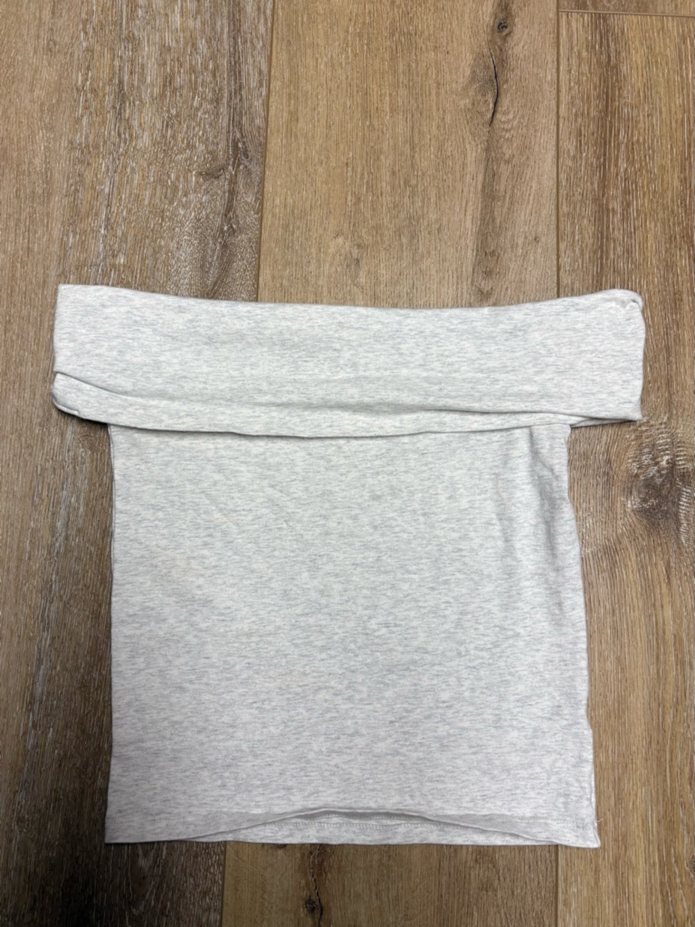 American Eagle Light Heather Gray Off-Shoulder Top
